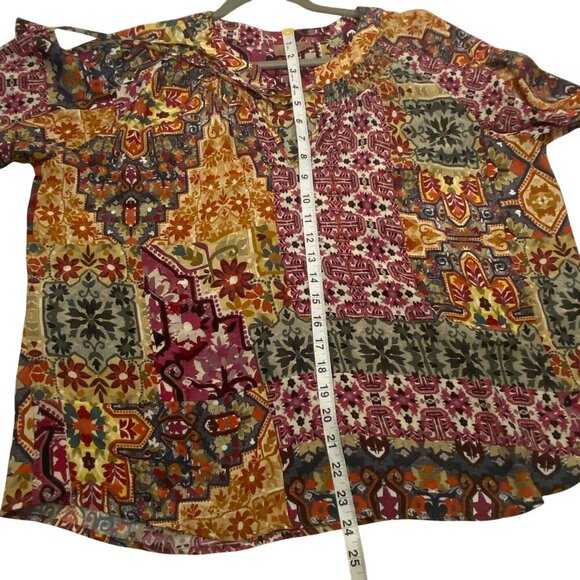 Kachel X Anthropologie Ambrosia Peasant Blouse keyhole tassel tie women’s M - Picture 10 of 11